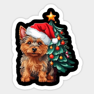 Christmas Australian Terrier dog Santa Hat Xmas Family Sweater Sticker